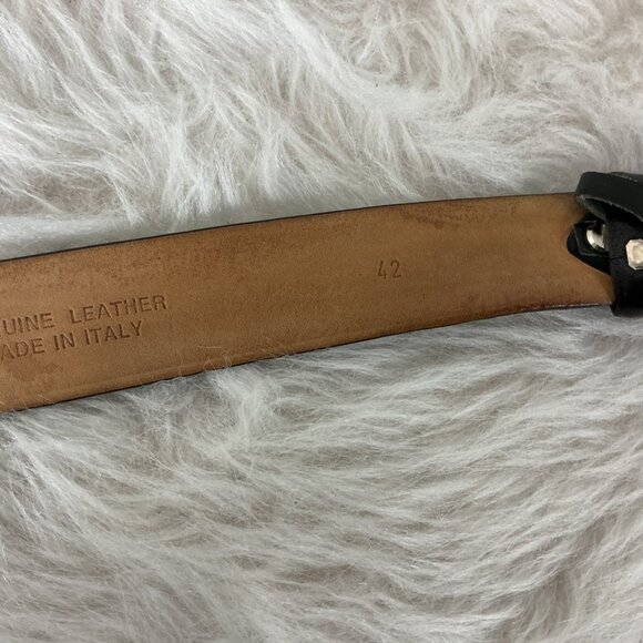 Michael Toschi Brown Leather Belt Black Perforated Rubber Section 42 - Picture 10 of 10